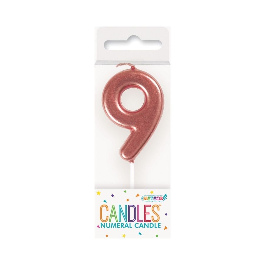 Mini Rose Gold No. 9 Numeral Pick Candles