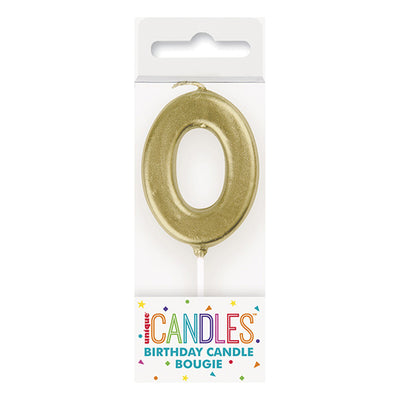 Mini Gold No. 0 Numeral Pick Candles