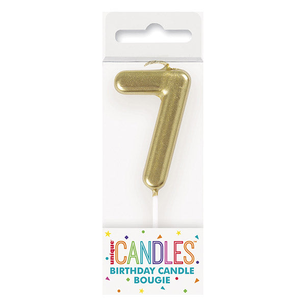 Mini Gold No. 7 Numeral Pick Candles