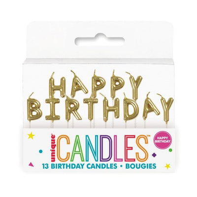 Gold Happy Birthday Candles