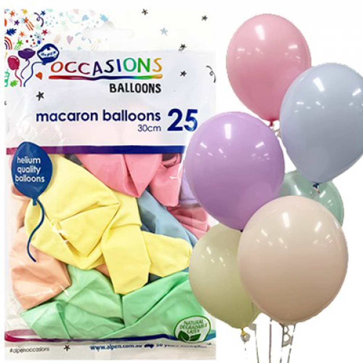 25pc Assorted Colours Macaron Latex Balloons 30cm