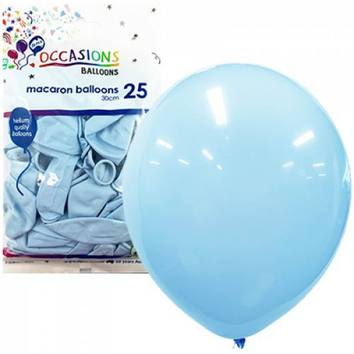 25pk Light Blue Macaron Latex Balloons 30cm