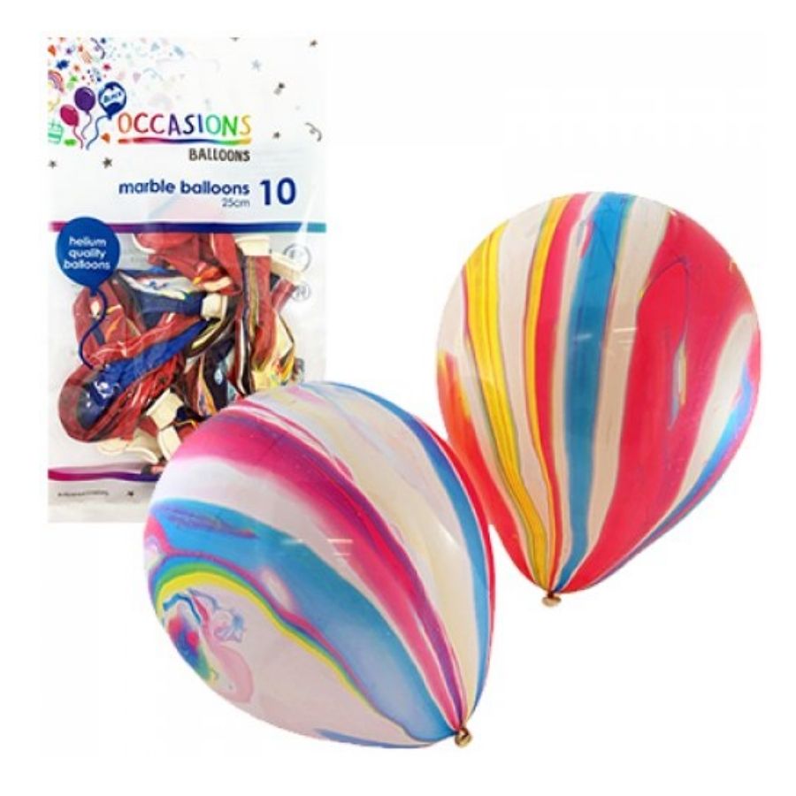 10pk Marble Latex Balloons 25cm
