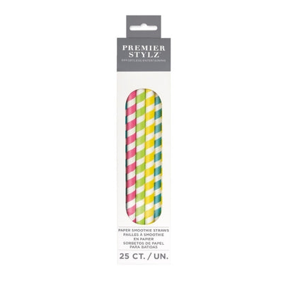 25 Paper Smoothie Straws Assorted Colours