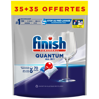 70pk Finish Powerball Quantum Regular All-In-One Dishwashing Tablets