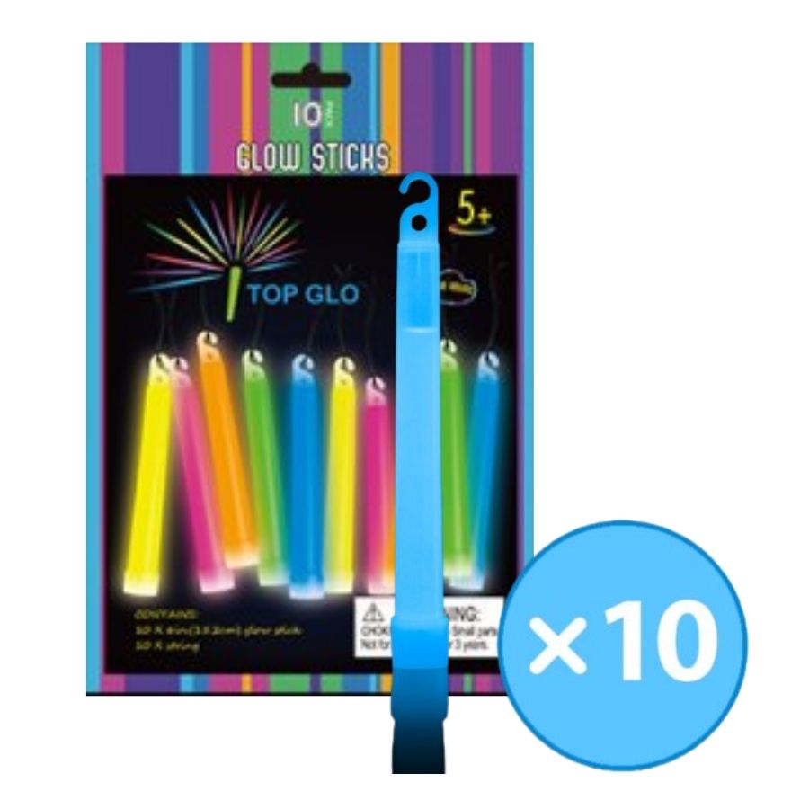 10pk Blue Glow Light Stick on String 15cm