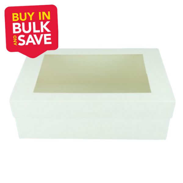 BULK 25PK White 20inx16in Rectangle Cake Box With Window(20x16x6in)