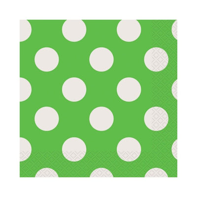 Lime Green Dots Lunch 2ply Napkins 33x33cm 16pk
