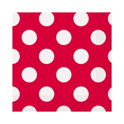 Ruby Red Dots Lunch 2ply Napkins 33x33cm 16pk
