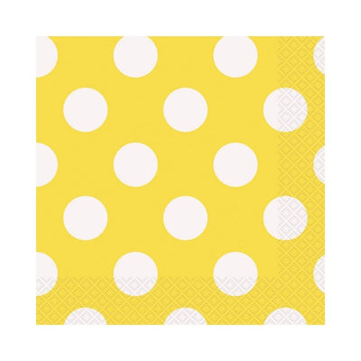 Dots Sun Yellow Lunch Napkins 33x33cm 16pk