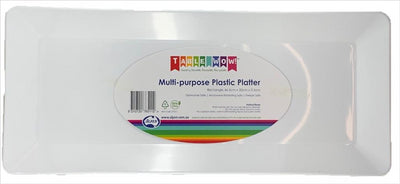 White Plastic Platter Rectangle 46.5x20x2.5cm