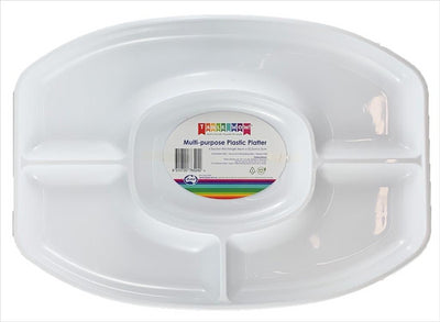 White Plastic 4 Sectional Oval Platter 46x32.5x3cm
