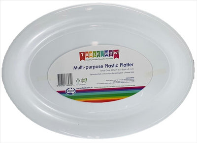 White Plastic Platter Oval 39.5x27.5x3.1cm