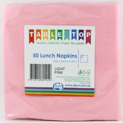 Light Pink Lunch Napkins 2ply 30x30cm 50pk
