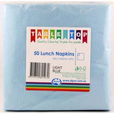 Light Blue Lunch Napkins 2ply 30x30cm 50pk