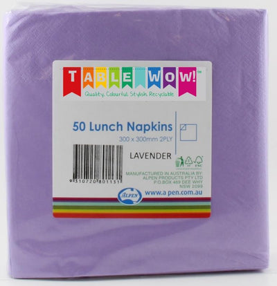 Lavender Lunch Napkins 2ply 30x30cm 50pk