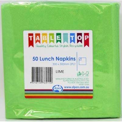 Lime Lunch Napkins 2ply 30x30cm 50pk