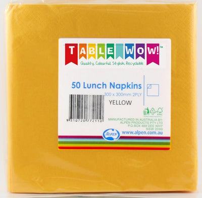 Yellow Lunch Napkins 2ply 30x30cm 50pk