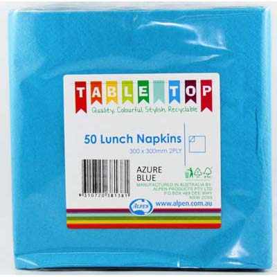 Azure Blue Lunch Napkins 2ply 30x30cm 50pk