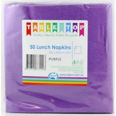 Purple Lunch Napkins 2ply 30x30cm 50pk