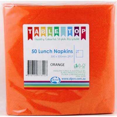 Orange Lunch Napkins 2ply 30x30cm 50pk