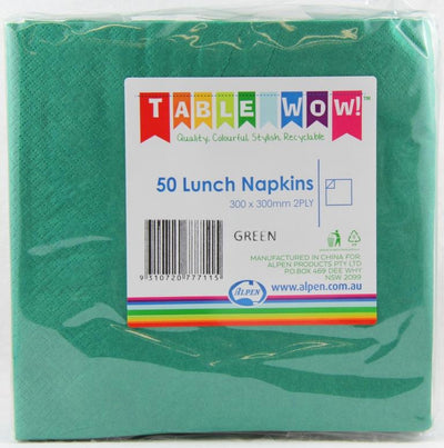 Green Lunch Napkins 2ply 30x30cm 50pk