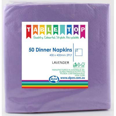 Lavender Dinner Napkins 2ply 40x40cm 50pk