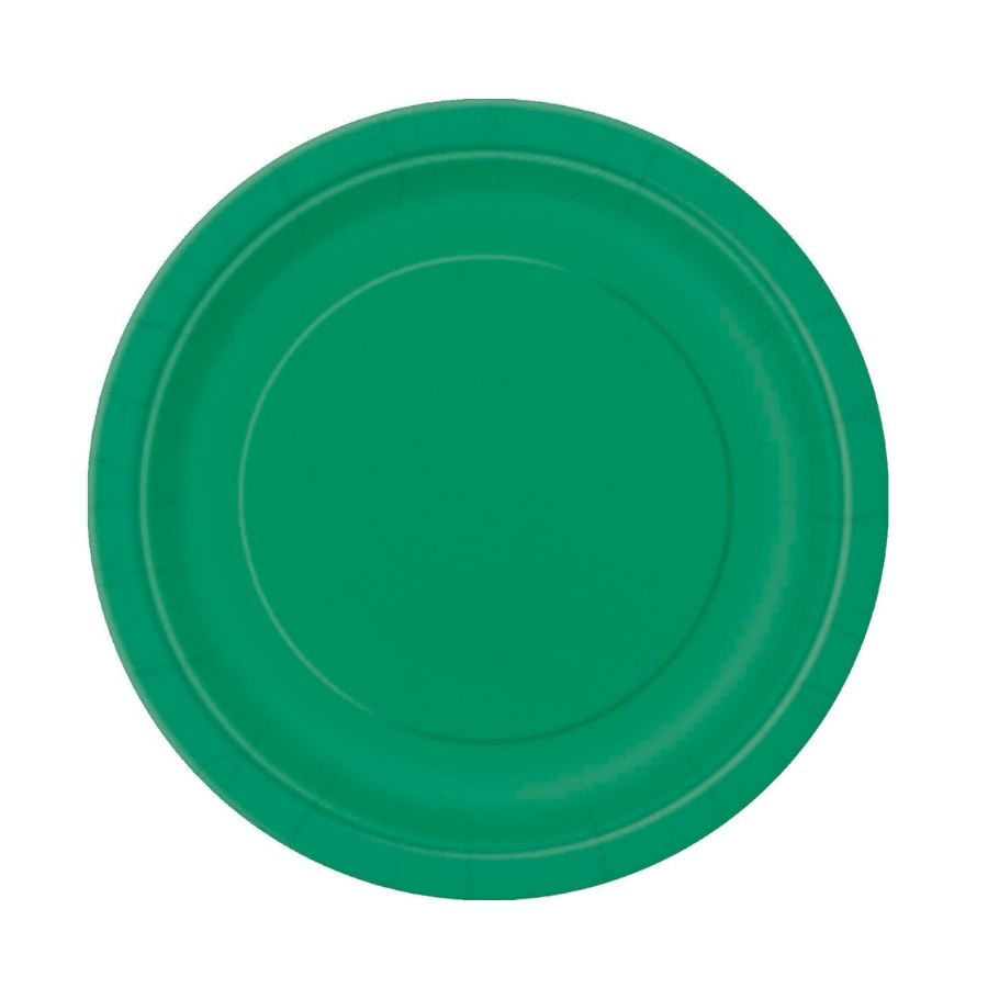 Emerald Green Round Paper Plates 23cm 8pk