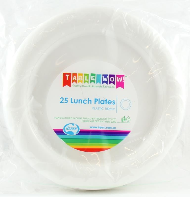 White Plastic Lunch Plates 180mm 25pk