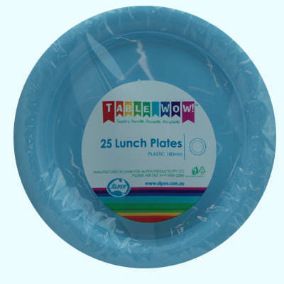Light Blue Plastic Lunch Plates 180mm 25pk