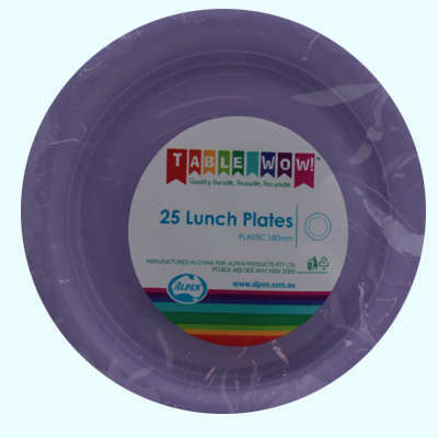 Lavender Plastic Lunch Plates 180mm 25pk
