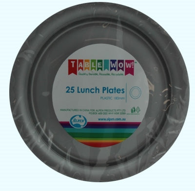 Silver Plastic Lunch Plates 180mm 25pk