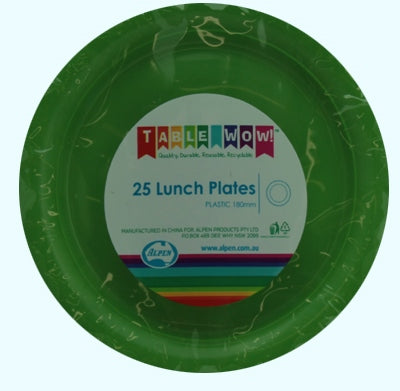 Lime Plastic Lunch Plates 180mm 25pk