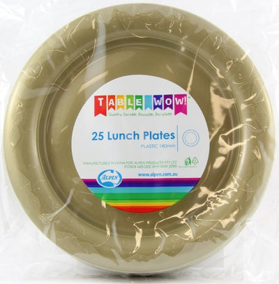 Gold Plastic Lunch Plates 180mm 25pk