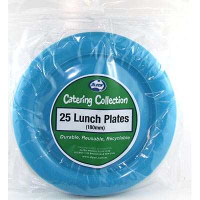 Azure Blue Plastic Lunch Plates 180mm 25pk