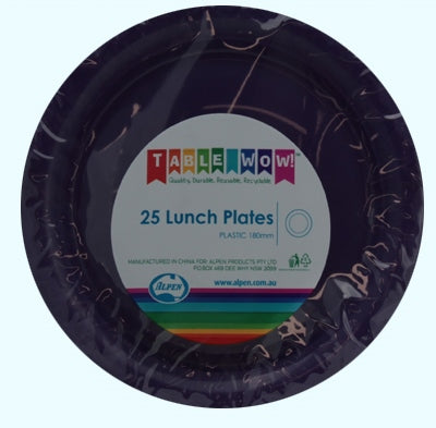 Purple Plastic Lunch Plates 180mm 25pk