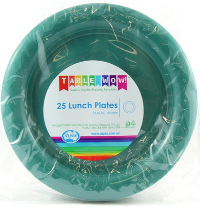 Green Plastic Lunch Plates 180mm 25pk