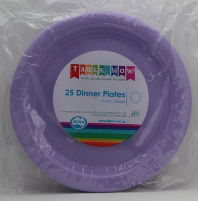 Lavender Plastic Dinner Plates 230mm 25pk