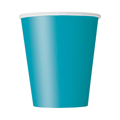 Caribbean Teal Paper Cups 9oz 8pk