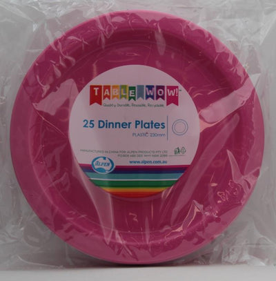 Magenta Plastic Dinner Plates 230mm 25pk