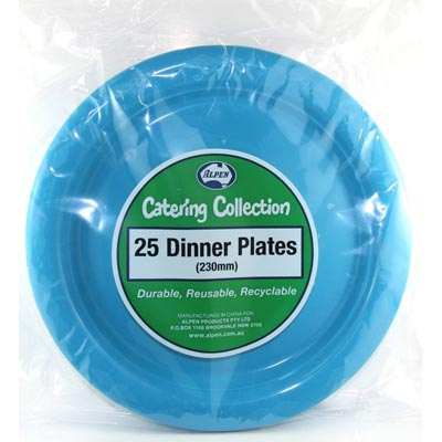 Azure Blue Plastic Dinner Plates 230mm 25pk