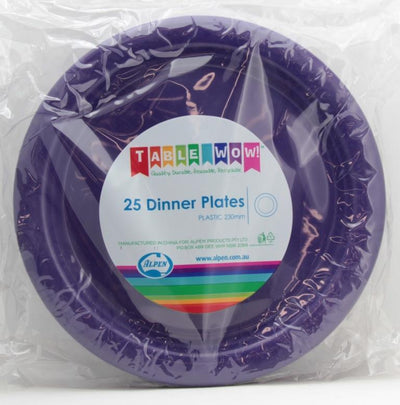 Purple Plastic Dinner Plates 230mm 25pk