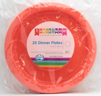 Orange Plastic Dinner Plates 230mm 25pk