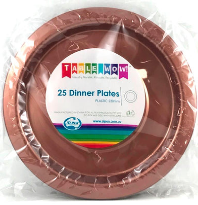 Rose Gold Plastic Dinner Plates 230mm 25pk