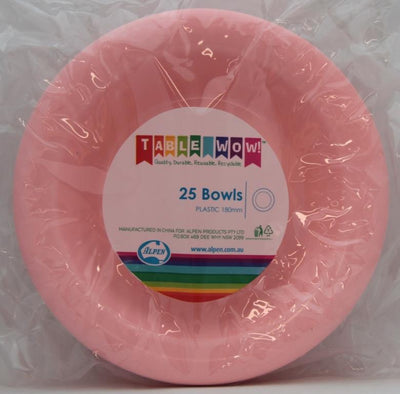 Light Pink Plastic Bowls 25pk