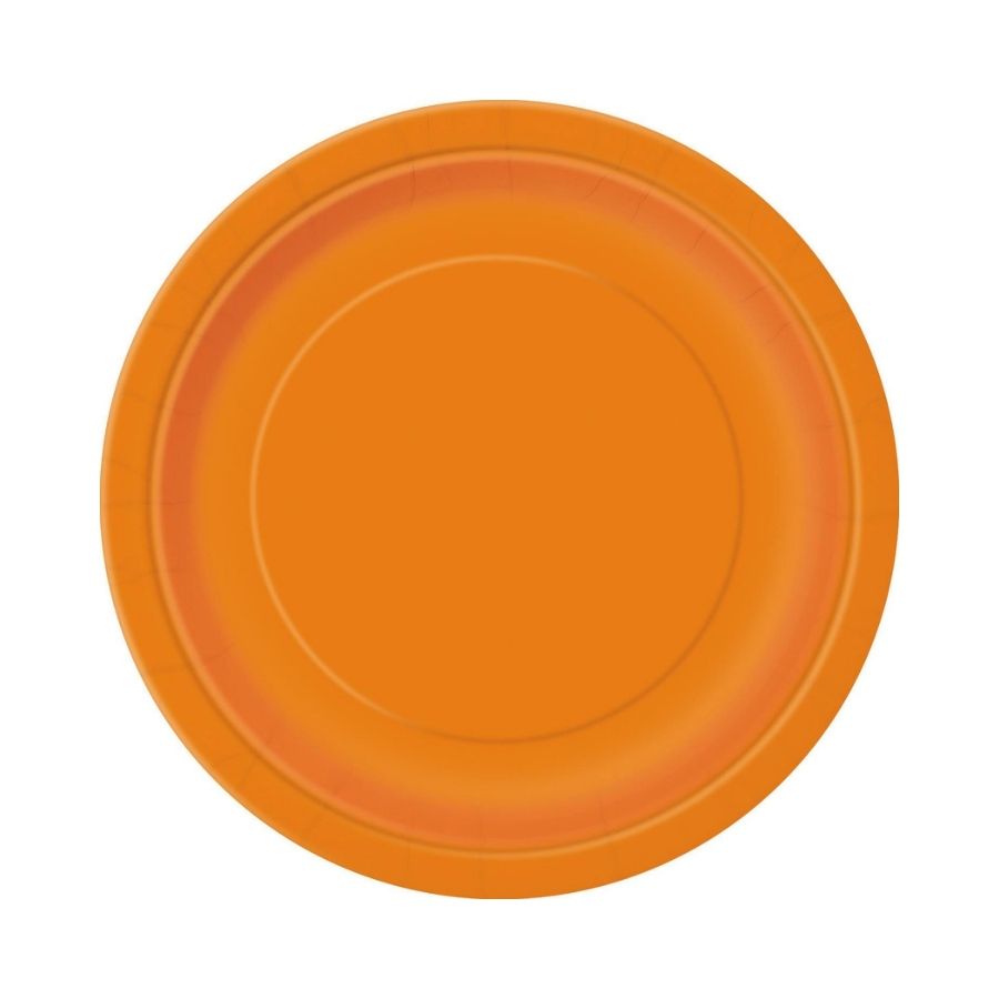 Pumpkin Orange Round Paper Plates 23cm 8pk