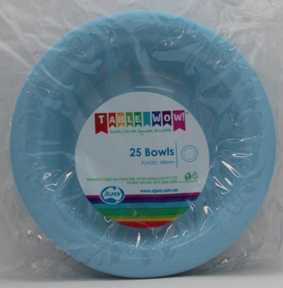 Light Blue Plastic Bowls 25pk