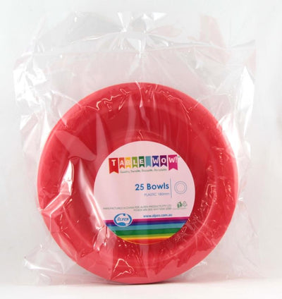 Red Plastic Bowls 25pk