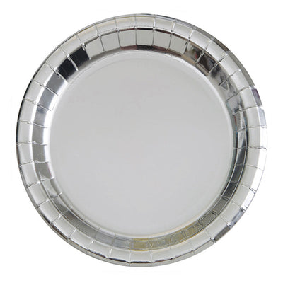 Silver Round Paper Plates 7in 8pk