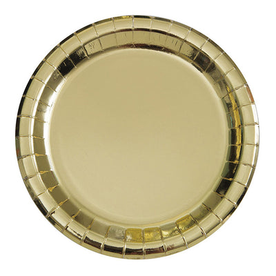 Gold Foil Round Paper Plates 7in 8pk